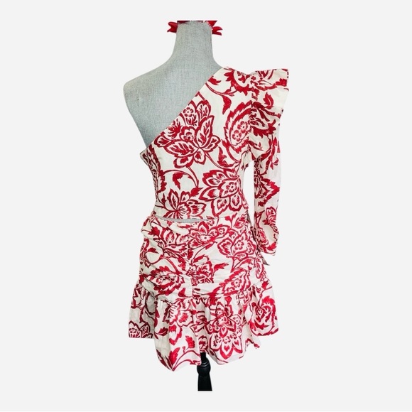 ZARA FLORAL PRINTED MINI SKIRT red/white size L. 2 piece skirt set, mini skirt - Picture 3 of 16